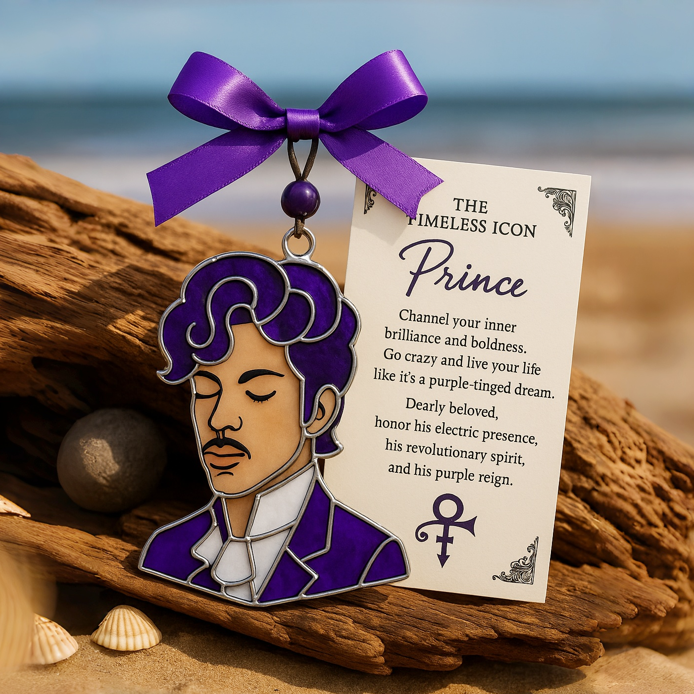Prince “Purple Reign” Stained-Glass Ornament