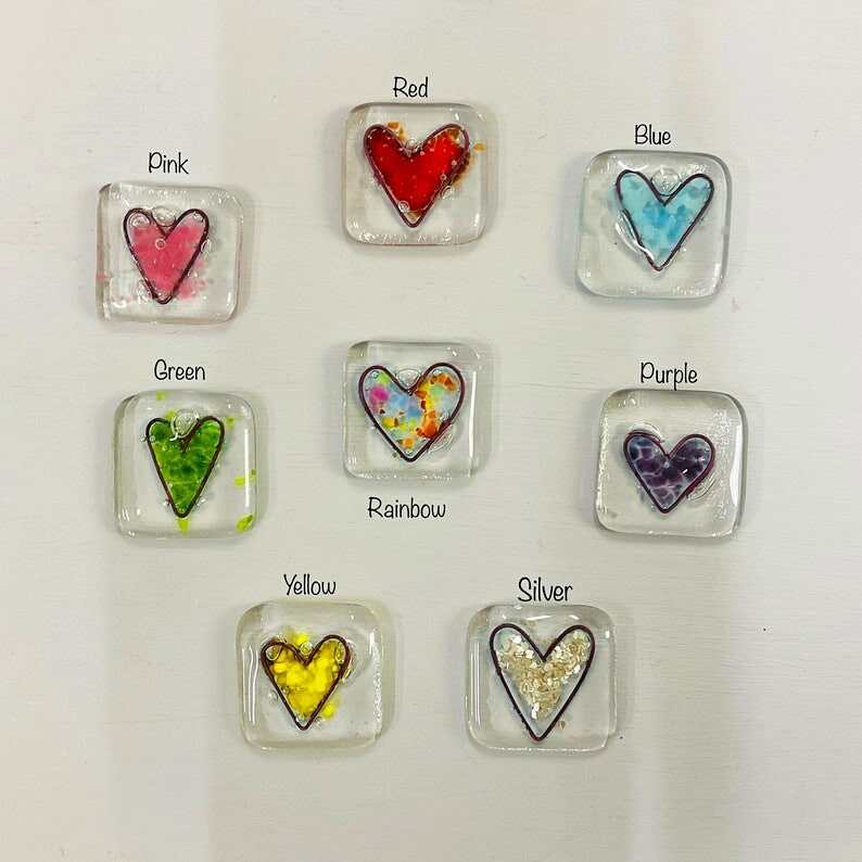 Fused Glass Heart Pocket Token