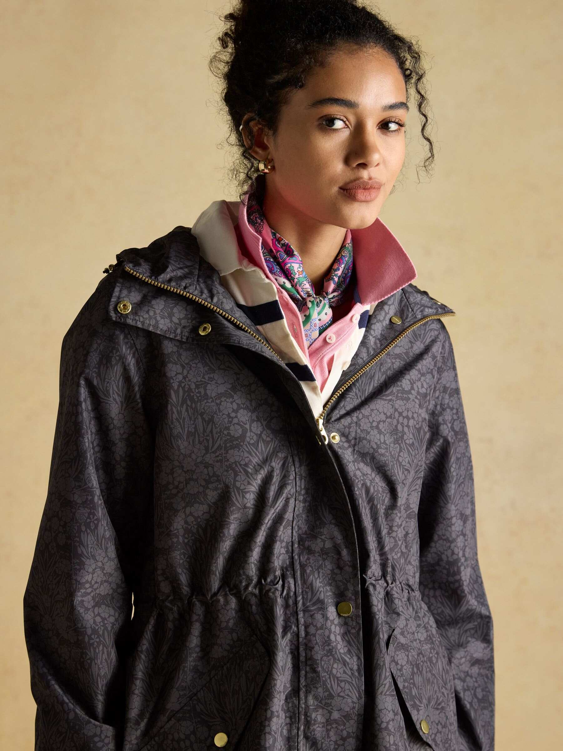 Holkham Brown Check Waterproof Packable Raincoat With Hood