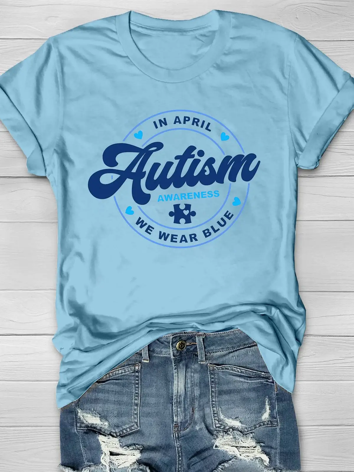 Wear Blue for Autism Awareness Printing T-shirt