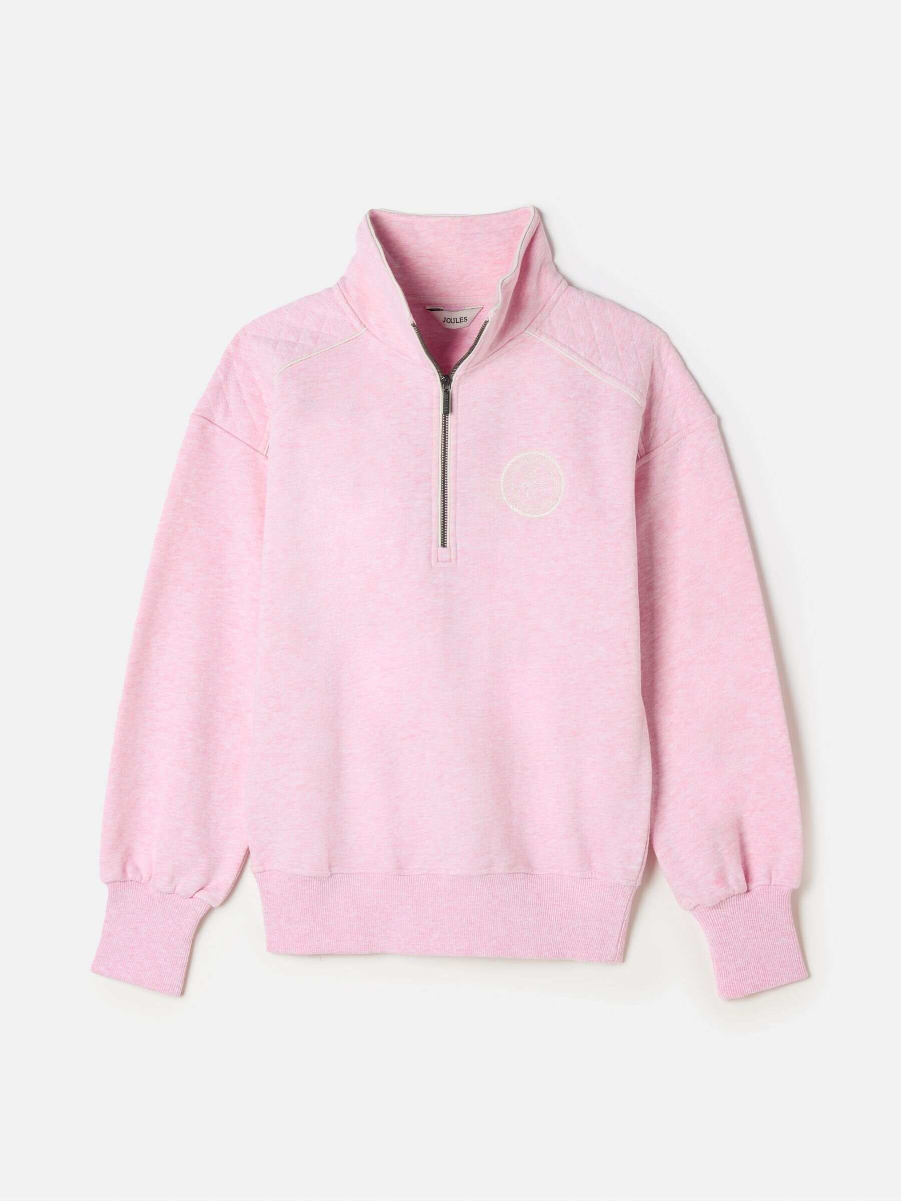 Racquet Pink Cotton Marl Half Zip Sweatshirt