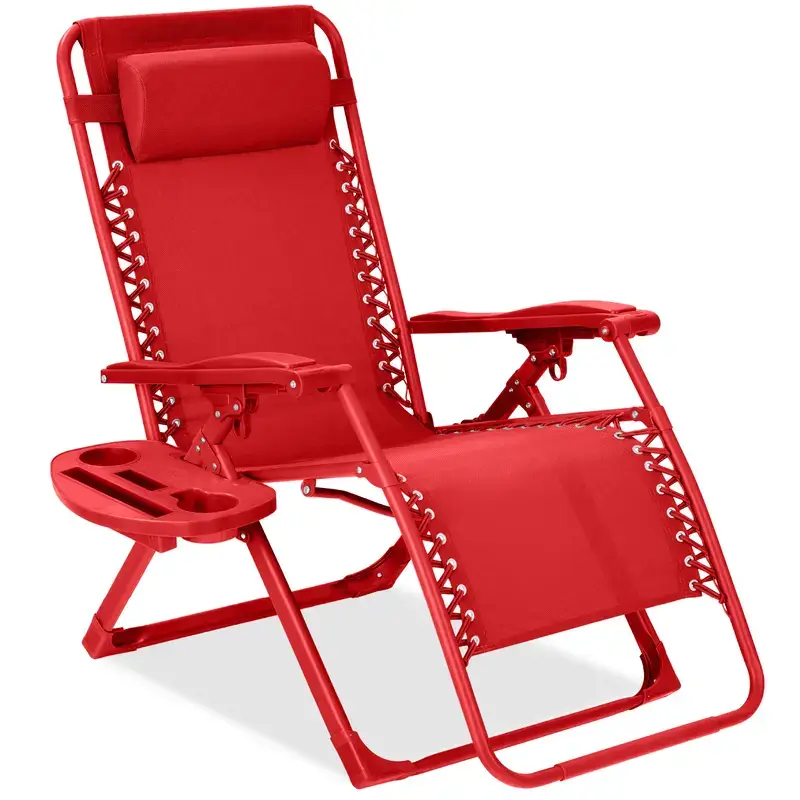 Monochromatic Zero Gravity Chair, Folding Patio Recliner w/Side Tray, Headrest