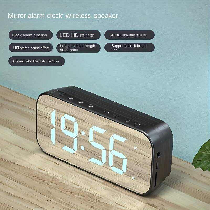 5.0 Burst Wireless Speakers 47244.09inch/Ah New Mini Home Small Mirror Sound Remote Alarm Clock Smart Speakers