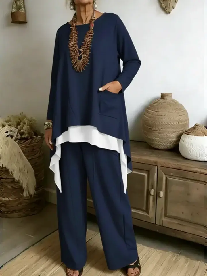 🔥Summer Arrivals🌟Women's Casual Asymmetrical Hem Cotton Top And Pants Two-piece Set(Buy2 Free shipping)