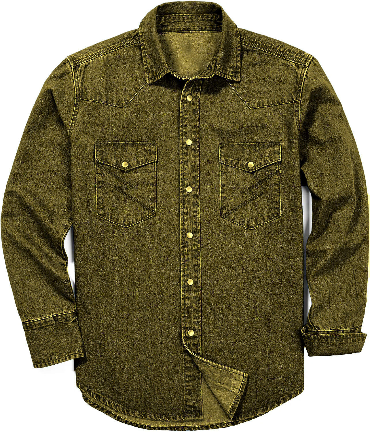 🔥Men's Long Sleeve Stone-Washed and Pre-Washed Denim Work Shirt