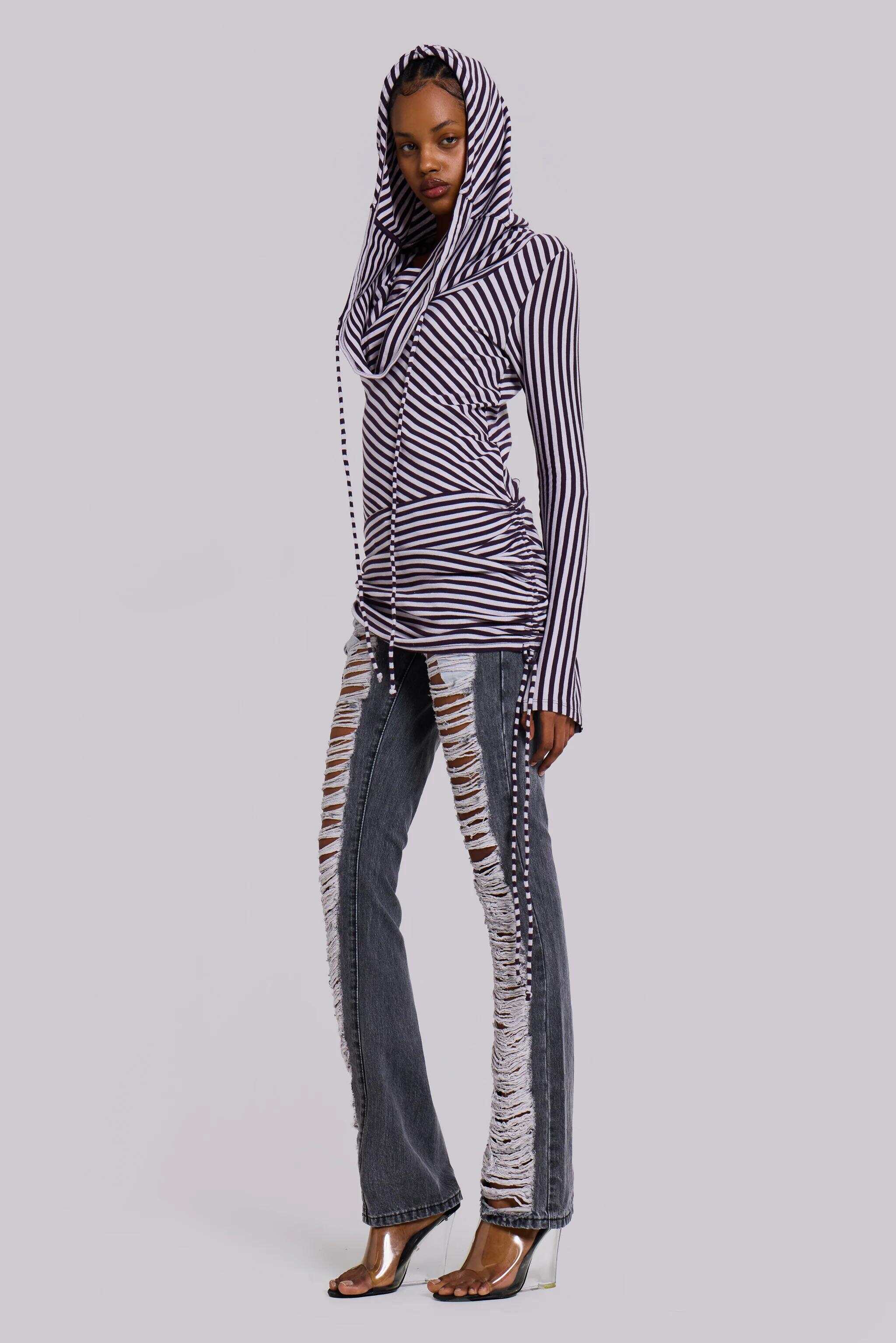 Jordyn Hooded Stripe Mini Dress
