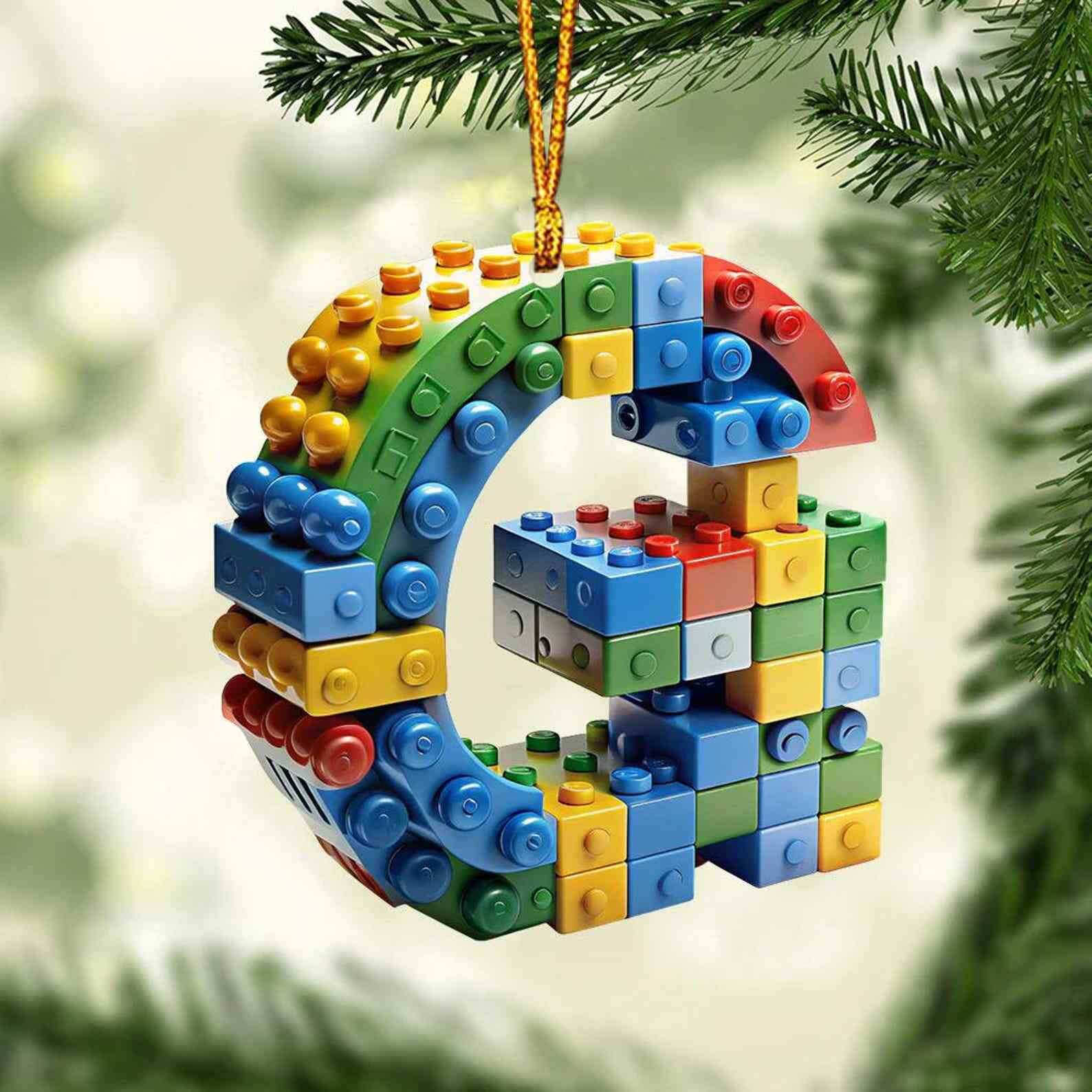 Building Brick Letter Ornament