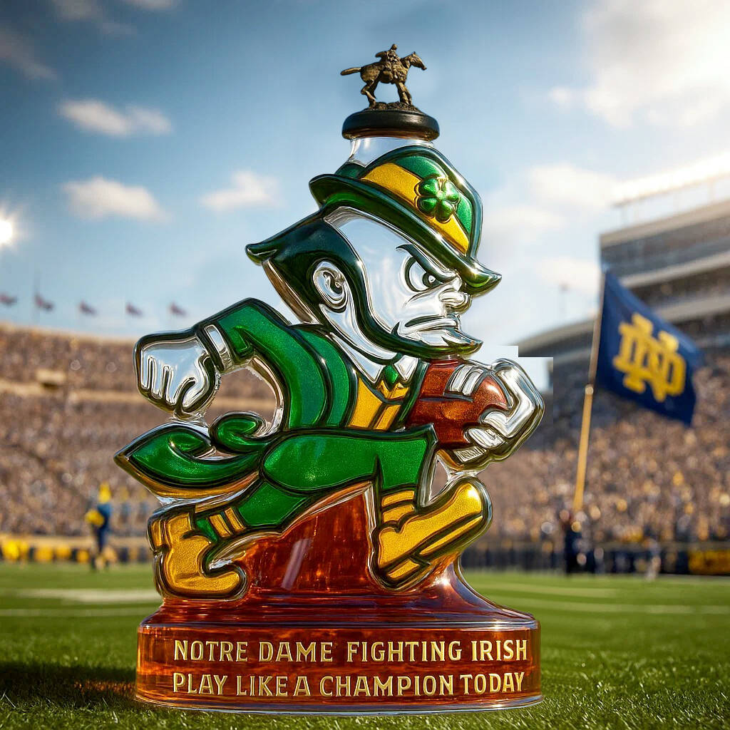 Notre Dame Latest logo The Fighting Irish Limited edition Whiskey Bottle
