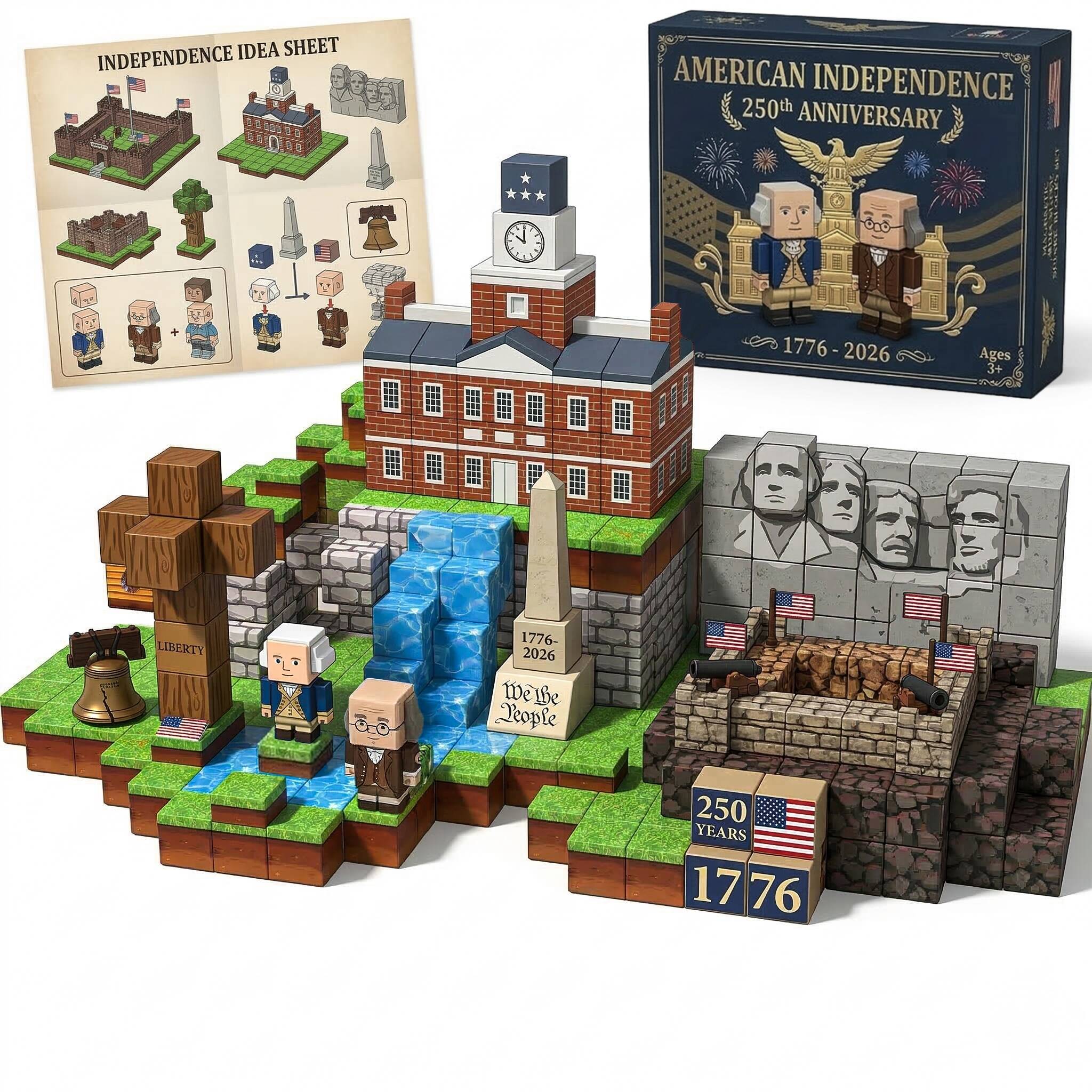 American Independence 250th Anniversary Magnetic Building Blocks