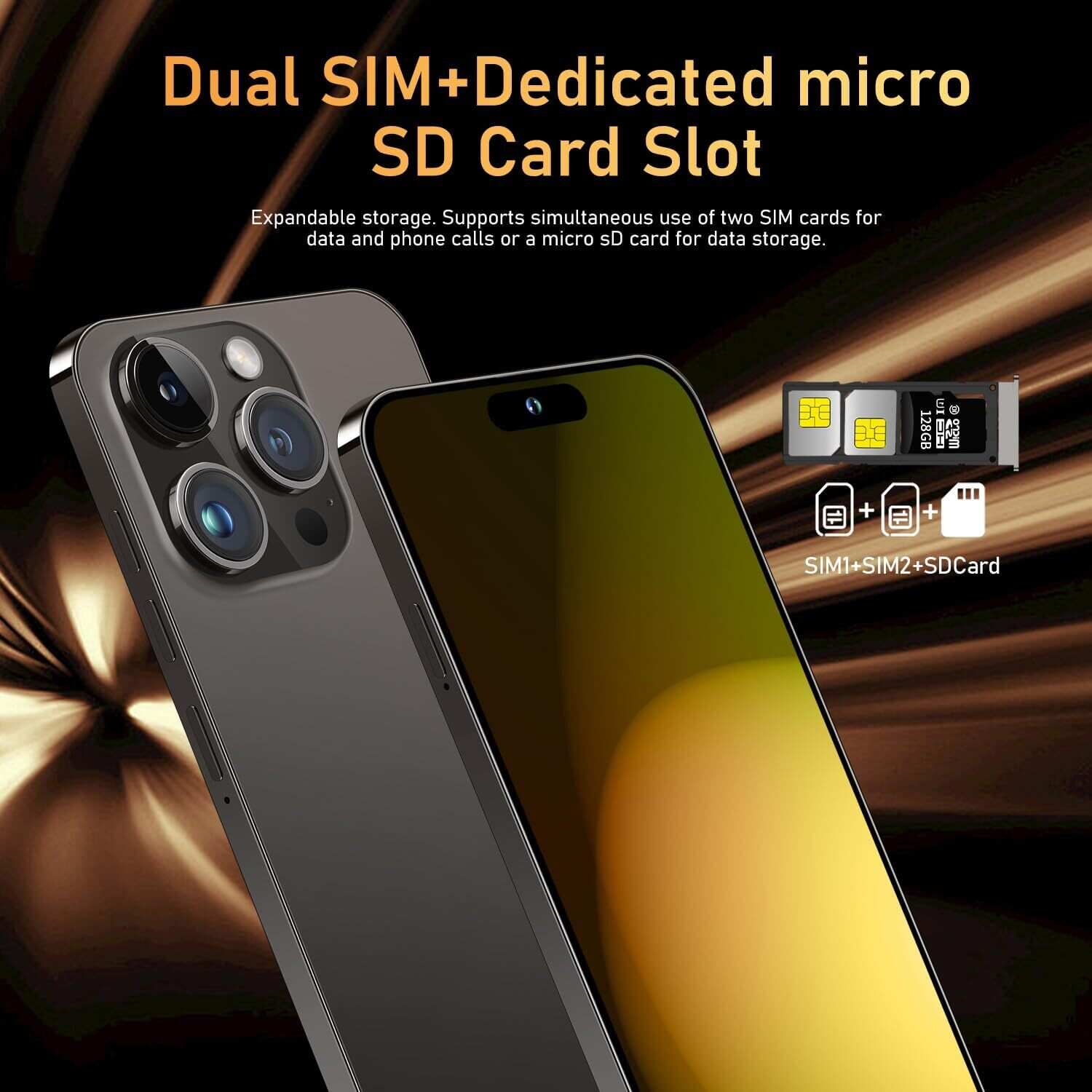 I15 Pro MAX Smartphone Unlocked Cell Phone,Battery 6800mAh 6.8 HD Screen Unlocked Phone,6+256GB Android 13 with 128GB Memory Card,Dual SIM/5G/Fingerprint Lock/Face ID (Blue Titanium, 6+256)