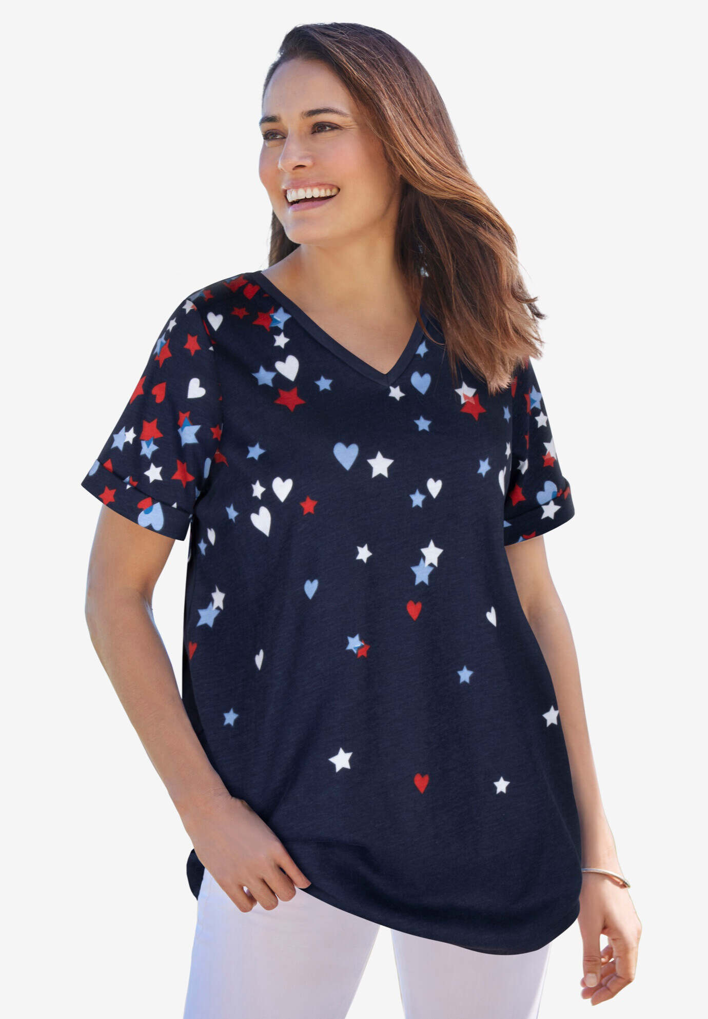 Cuffed Americana Print Tee