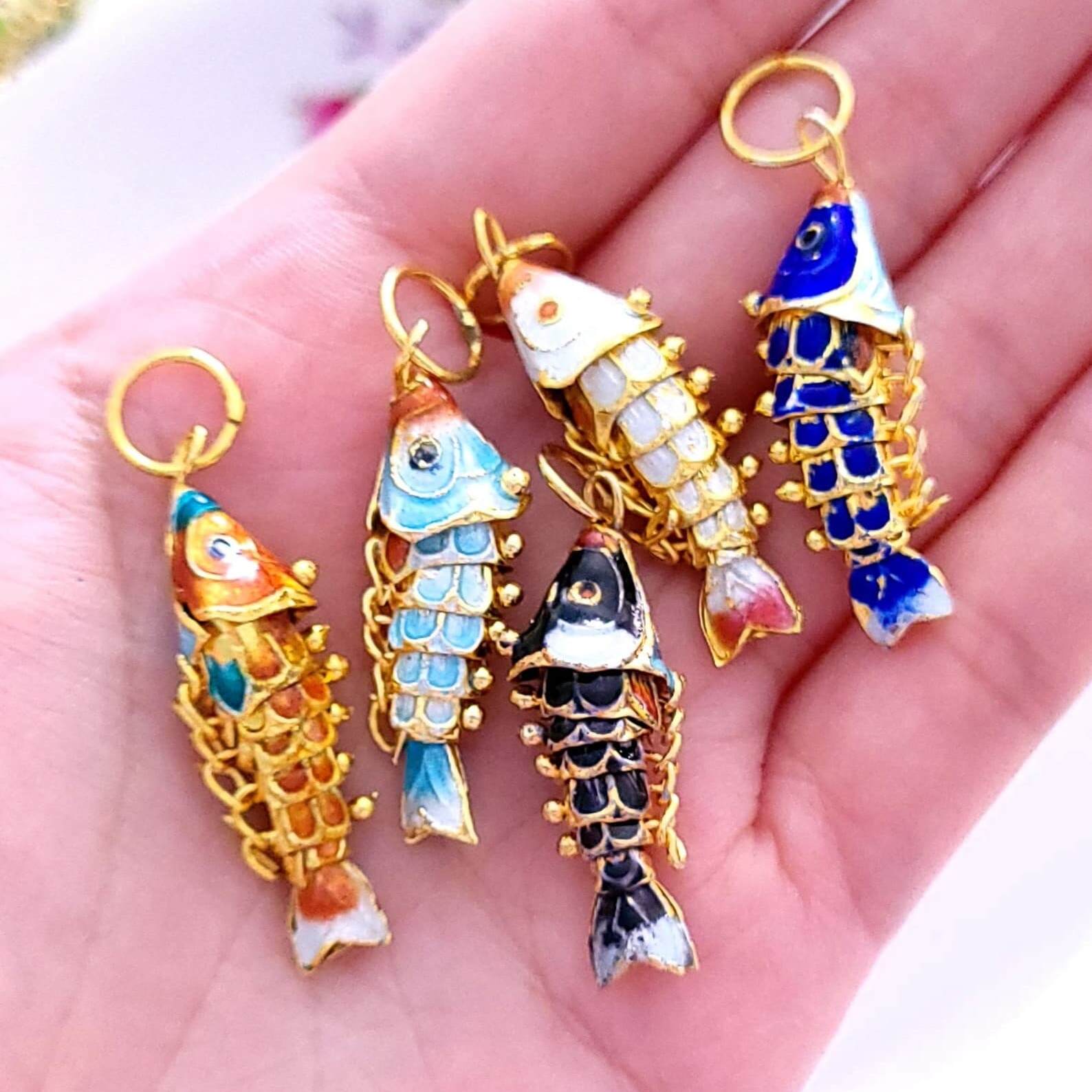 Cloisonne Enamel Koi Fish Charm