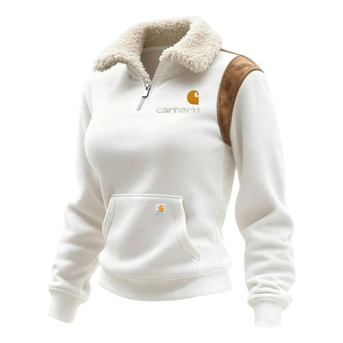 Women's Contrast Color Stitching 1/4 Zip Stand Collar Sweatshirt