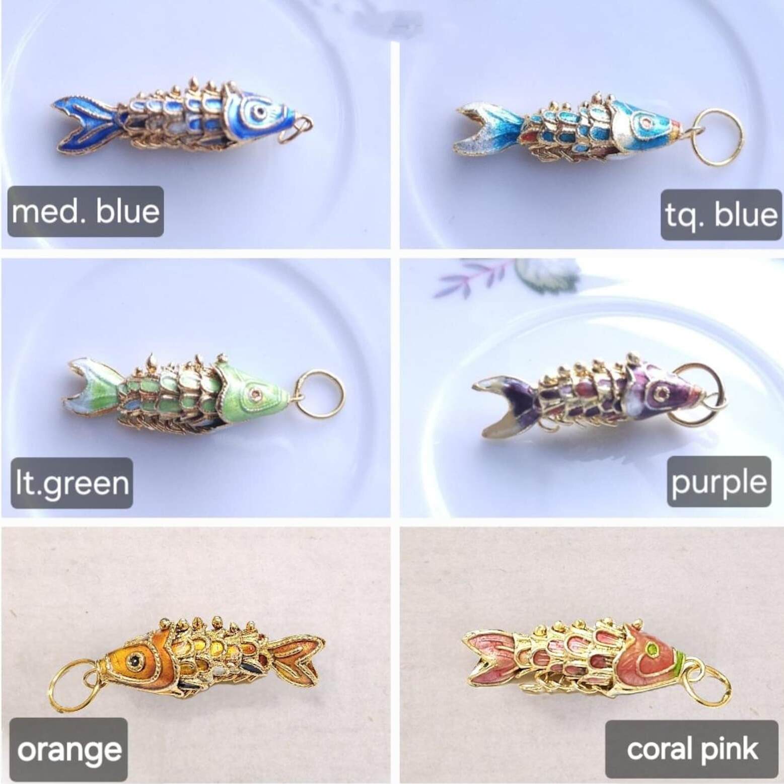 Cloisonne Enamel Koi Fish Charm