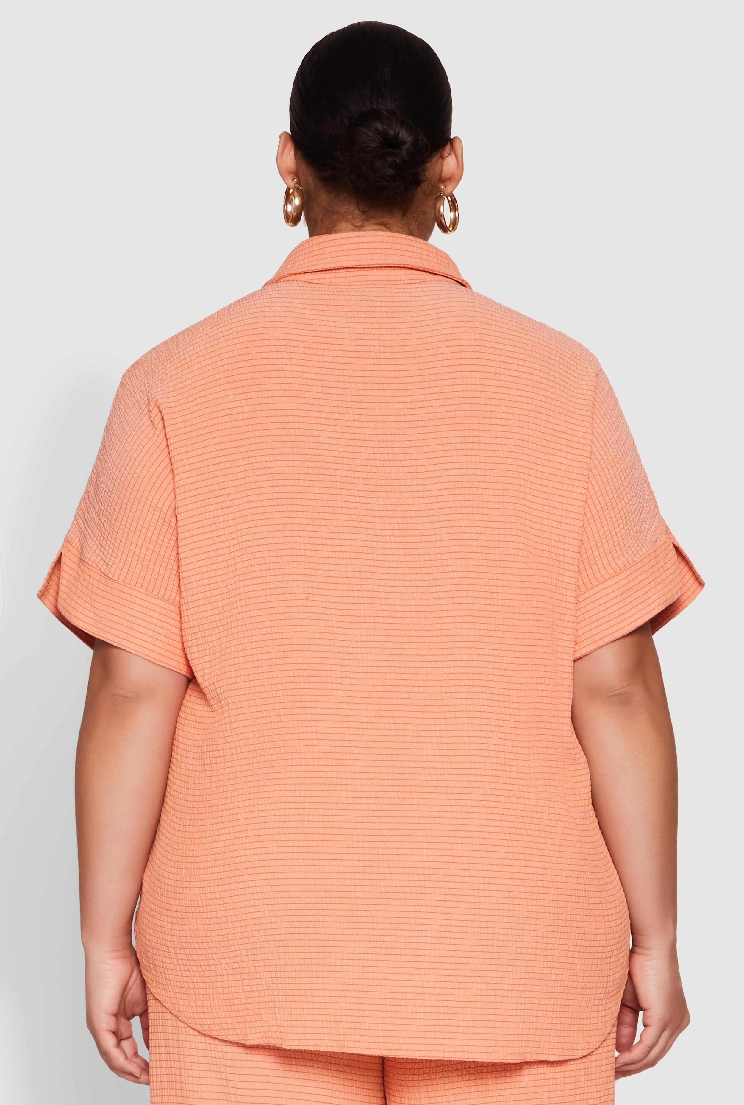 Plus Size Textured Knit Shirt