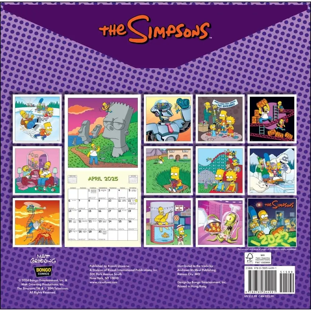 The Simpsons 2025 Wall Calendar