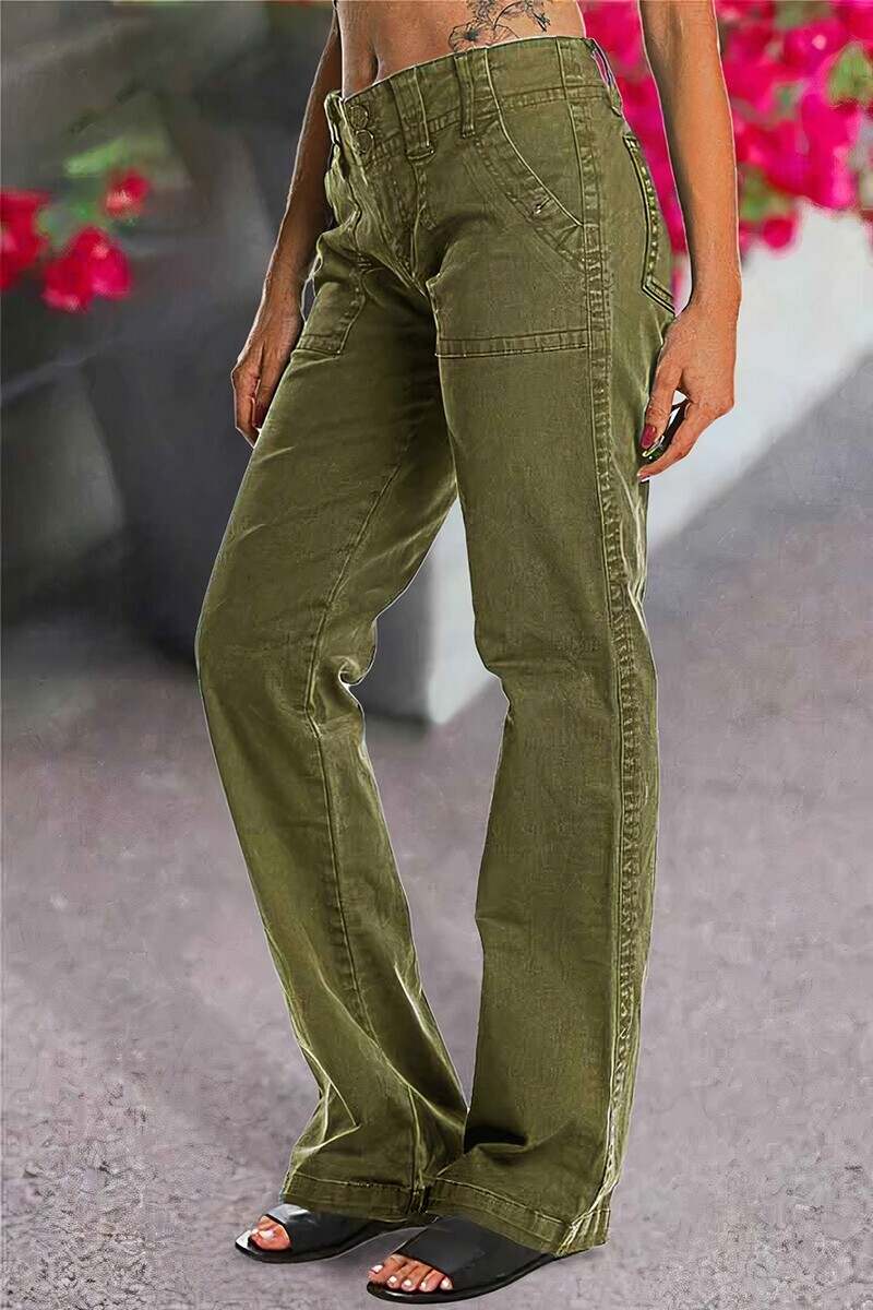 🔥Double Button Mid Waist Straight Leg Pants