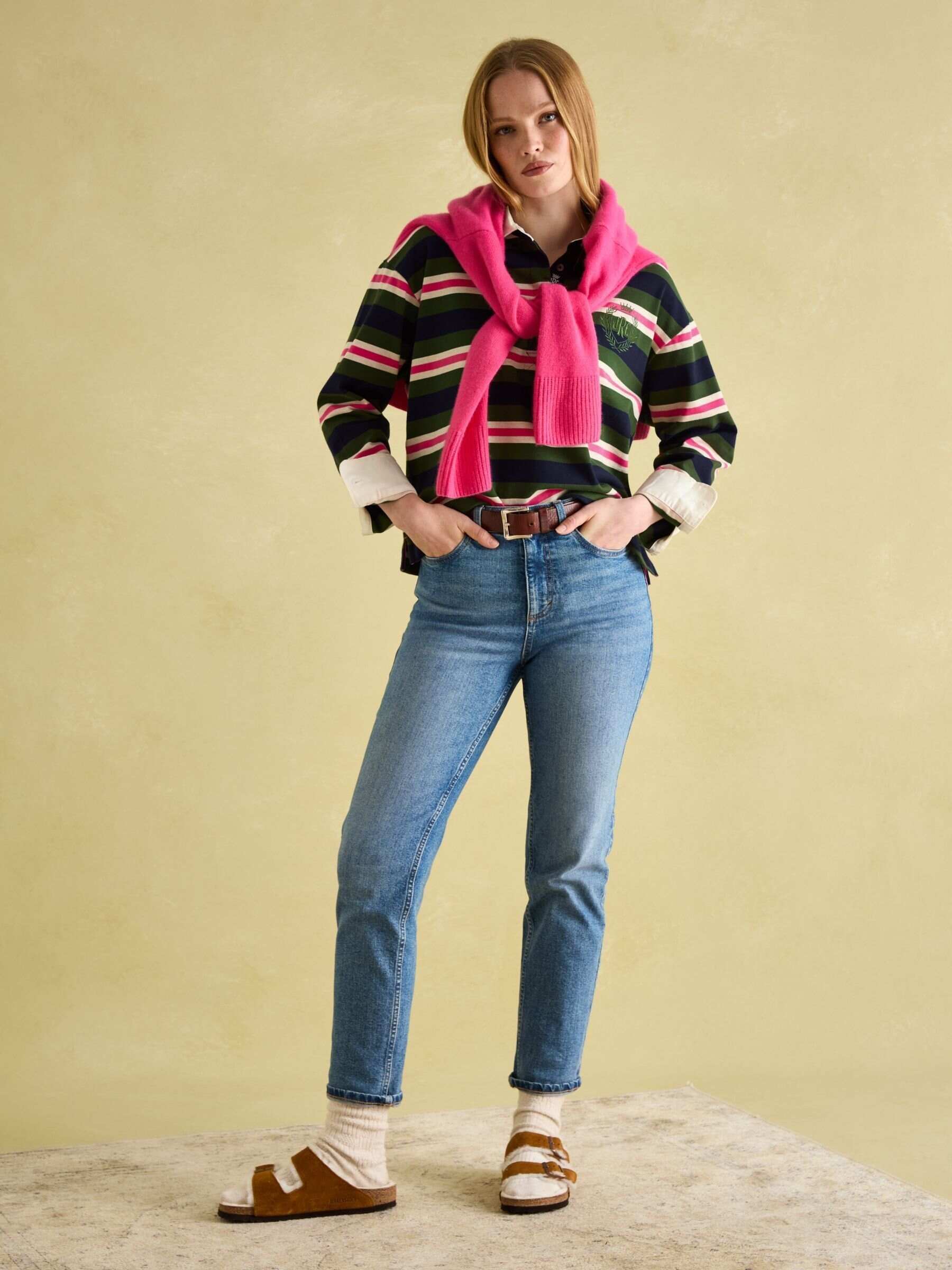 Lara Green/Pink Boxy Fit Rugby Shirt