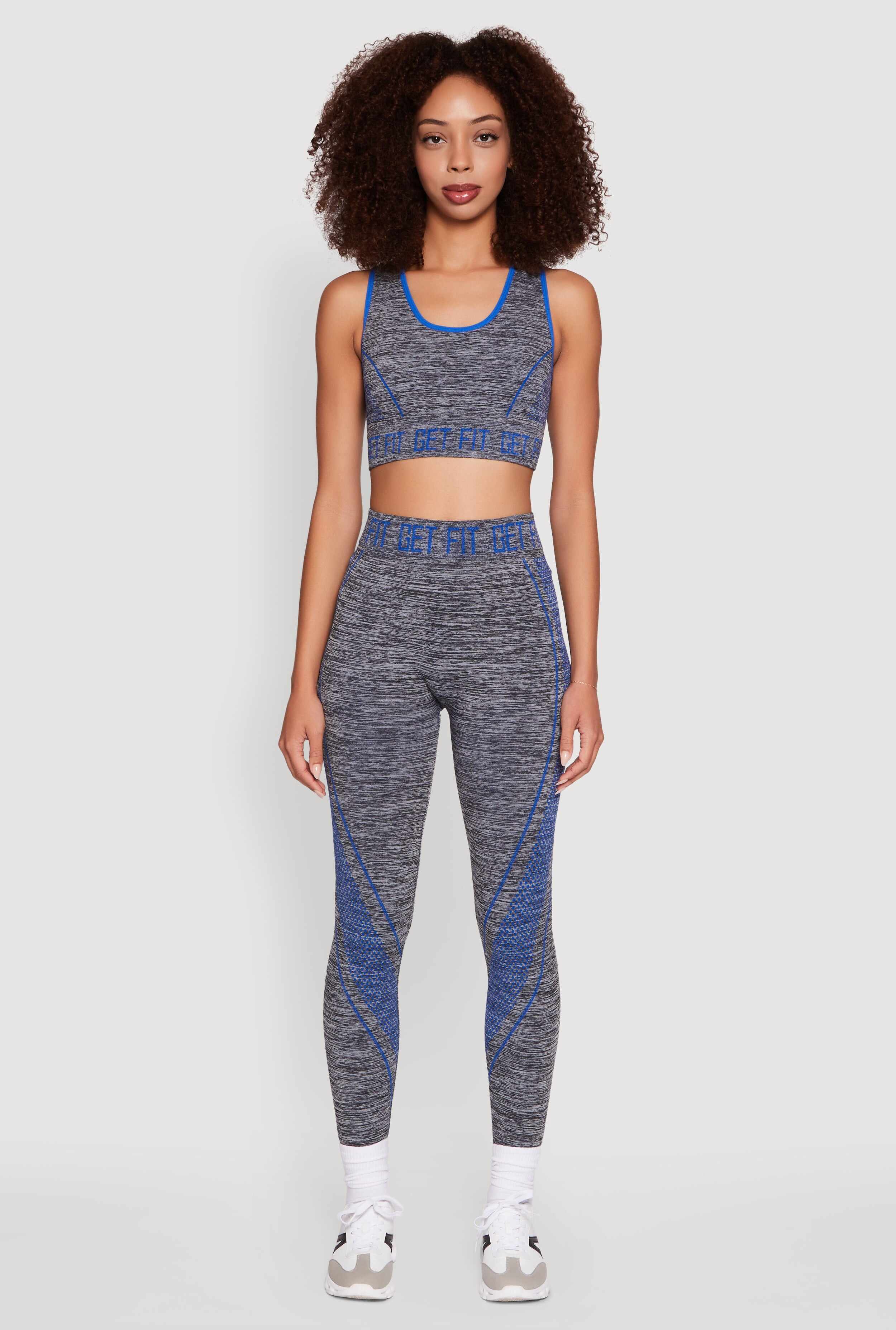 Get Fit Graphic Print Marled High Waisted Leggings