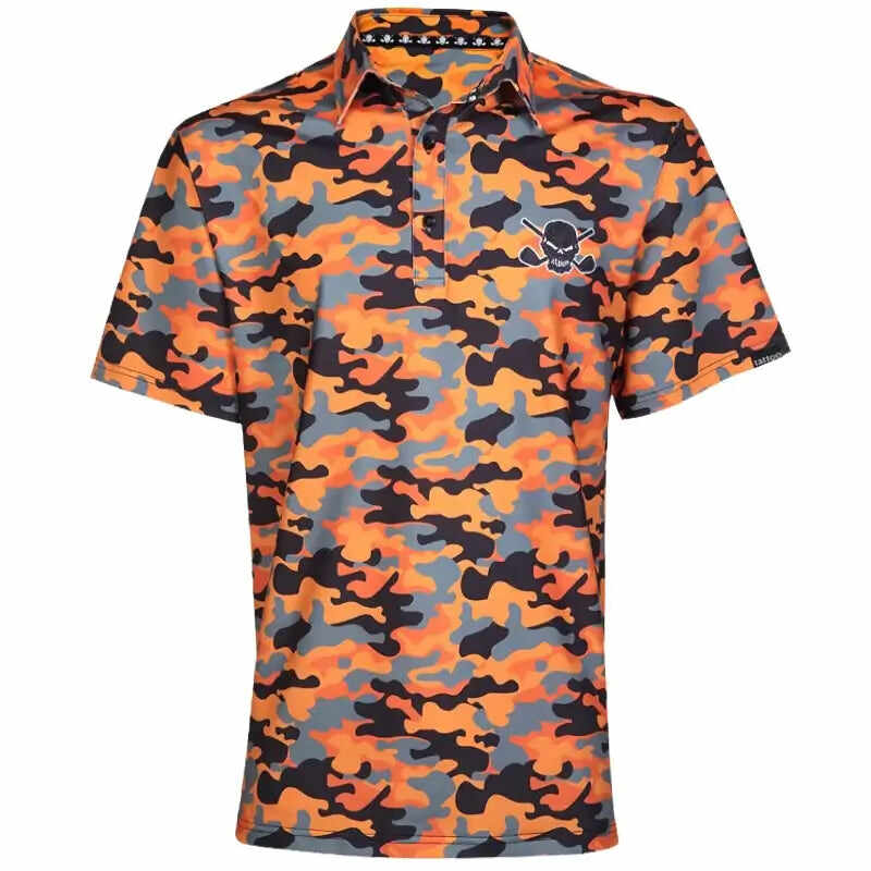 Camo Cool-Stretch Golf Shirt (Orange)