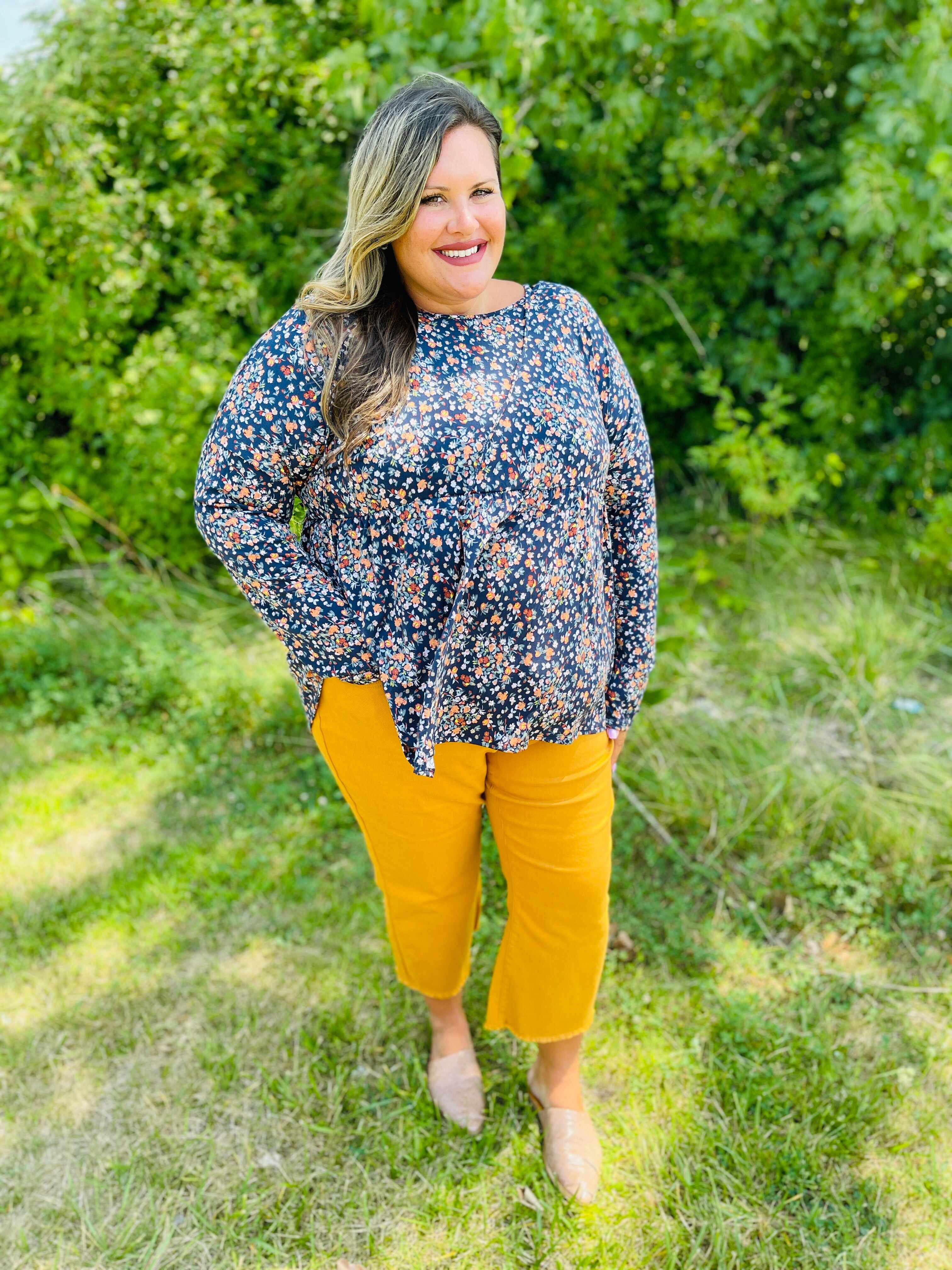 Plus/Reg Far And Wide Leg Mustard Jeans