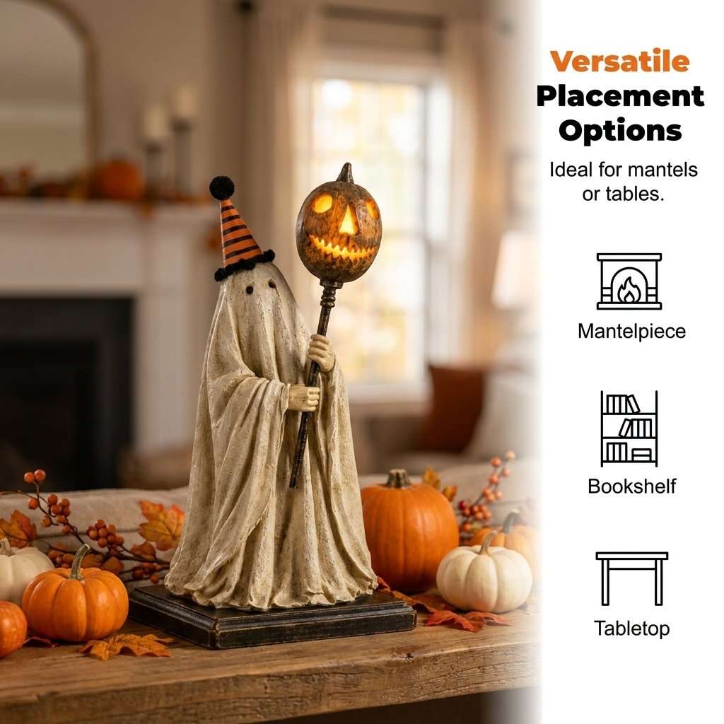 🎃Beleuchtete Vintage-Geisterfigur mit leuchtendem Kürbisstab