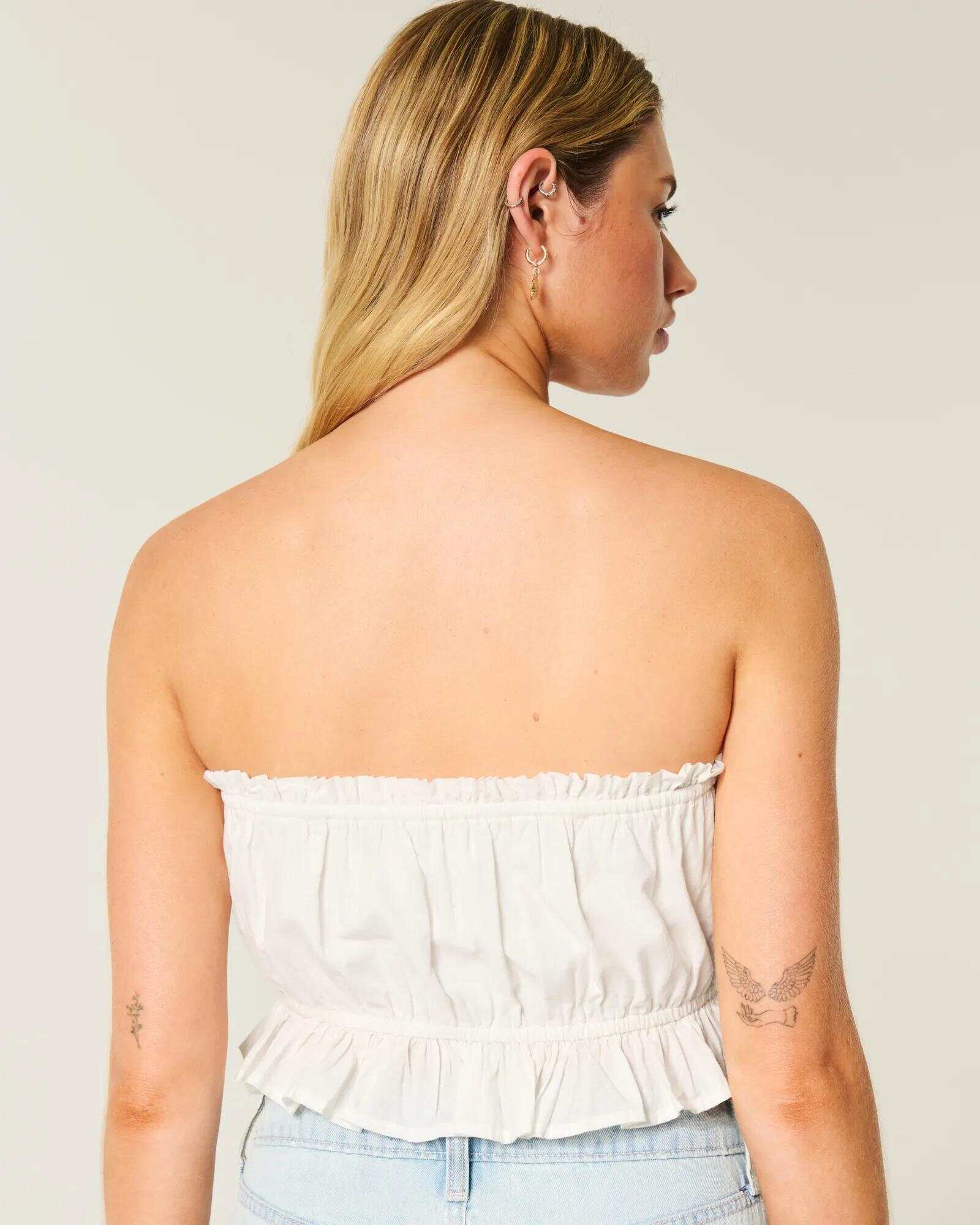 Easy Crop Strapless Lace Inset Tube Top