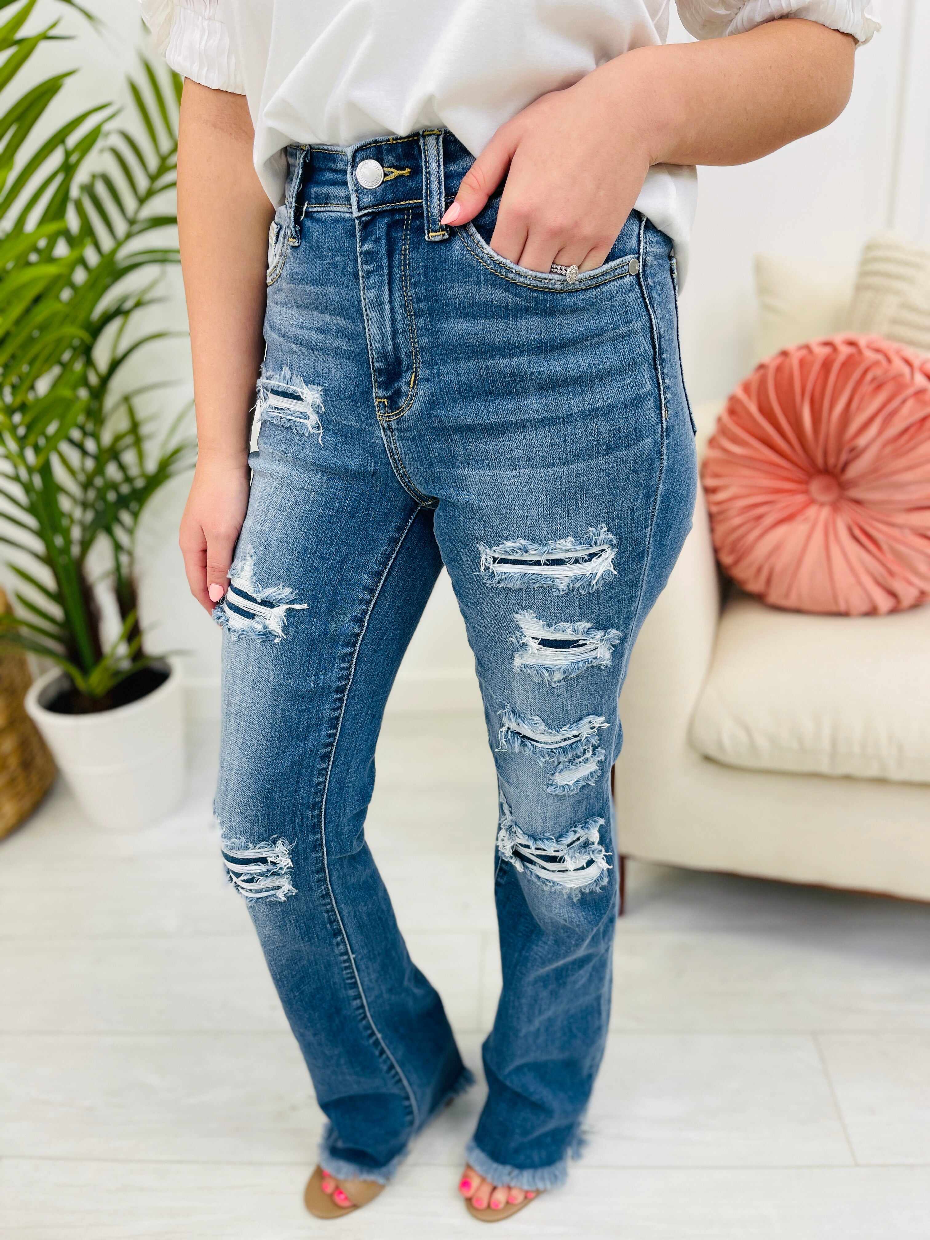 REG/CURVY Patch it Up Bootcut Jeans