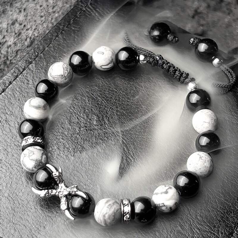 Dragon Claw Obsidian Picasso Stone Energy Magnetic Field Bracelet