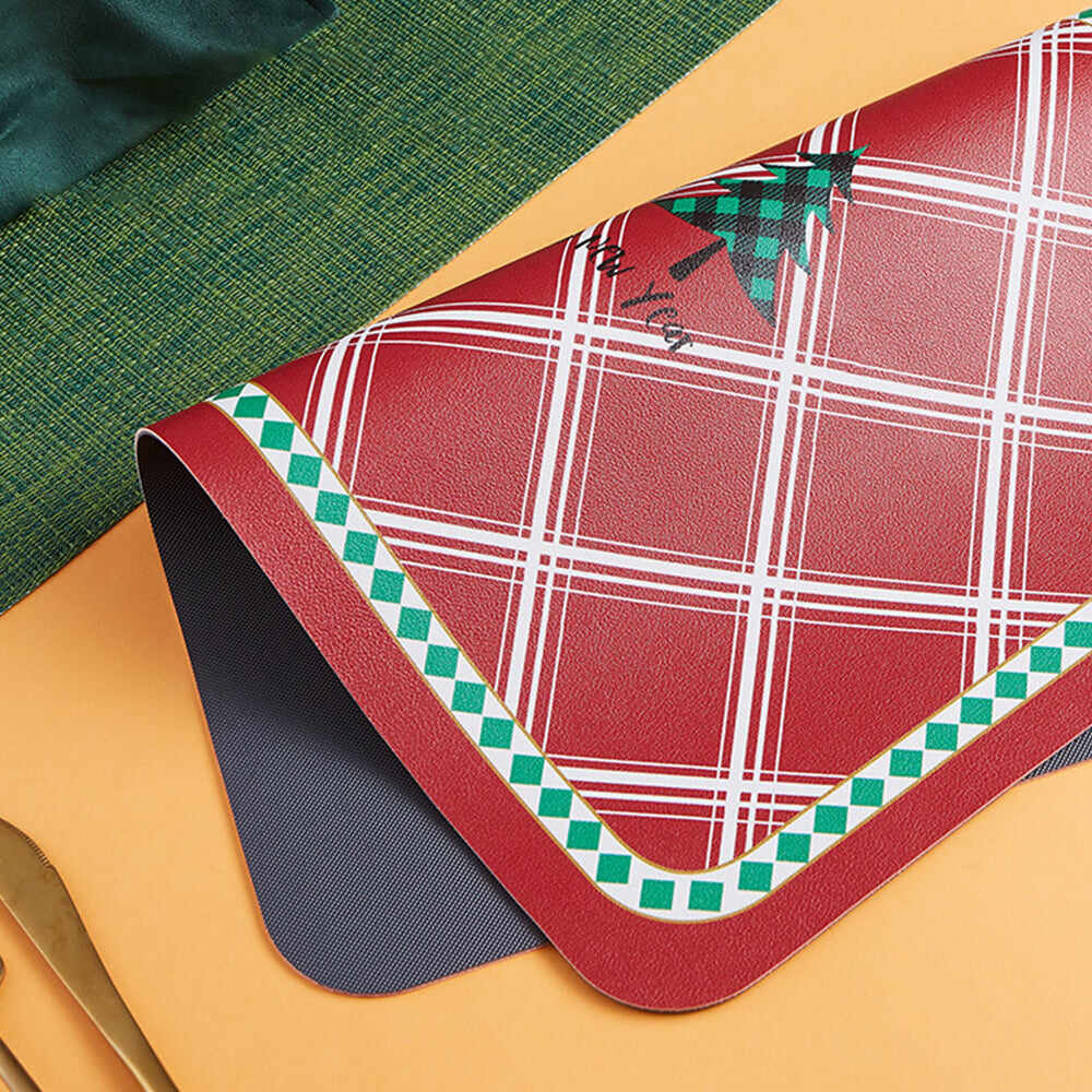 Faux Leather Christmas Heat Resistant Placemats (2 Pcs)