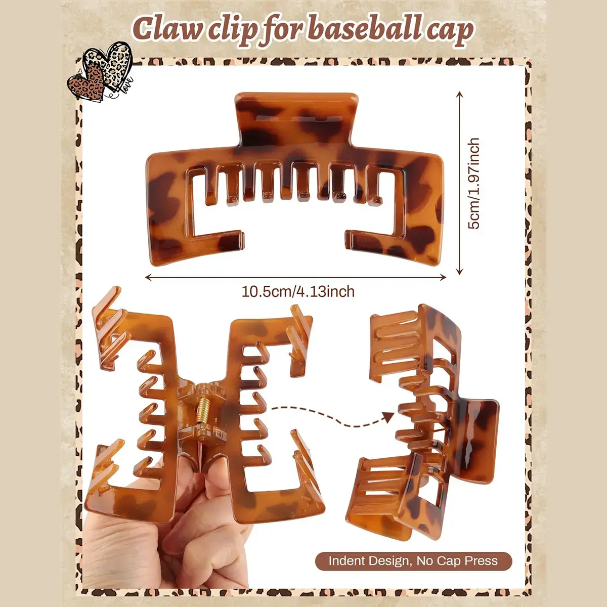 4Pack Hat-Friendly Claw Clips for Baseball Caps Trucker Hat Hair Clips for Women Hair Claws Clips for Thick Hair Hat Hairstyles Gifts Hair Accessories