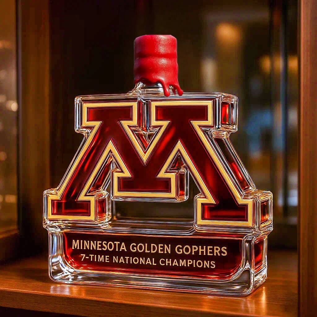 Minnesota Golden Gophers 7-time National Champions Whiskey Bottle
