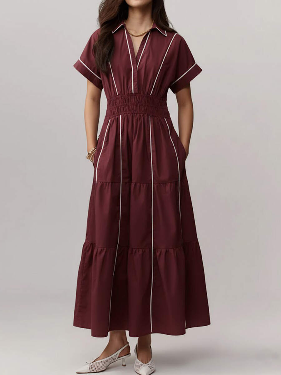 🔥Summer Arrivals🌟Women's V-neck Short-sleeved Casual Loose Cotton And Linen Dress