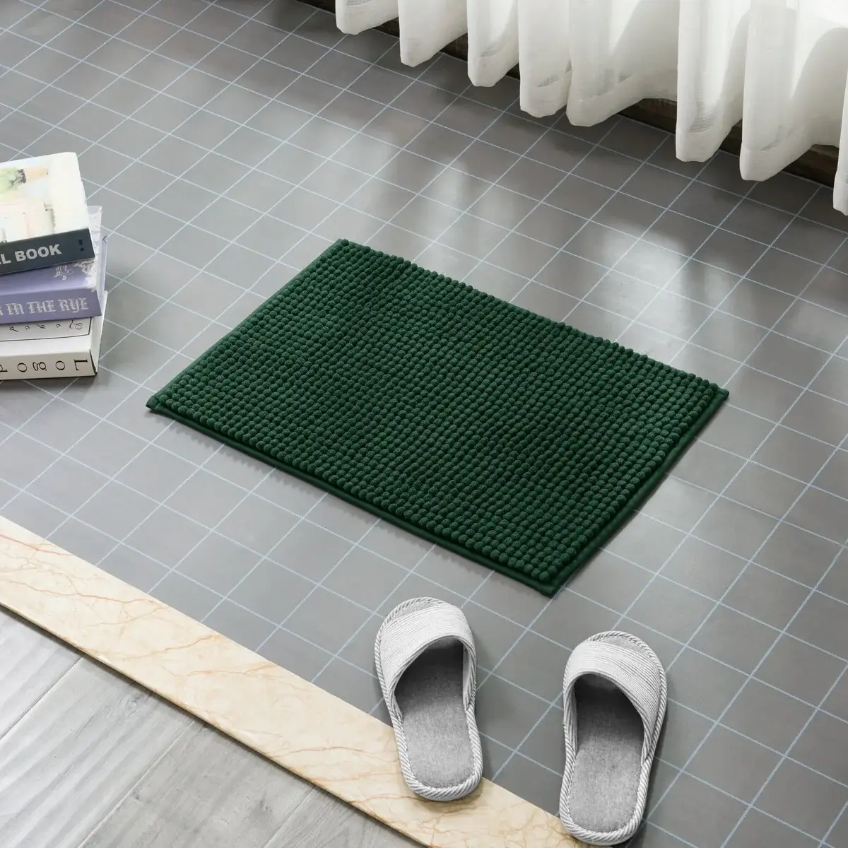 Subrtex Luxury Chenille Bath Rugs Soft Bathroom Mats
