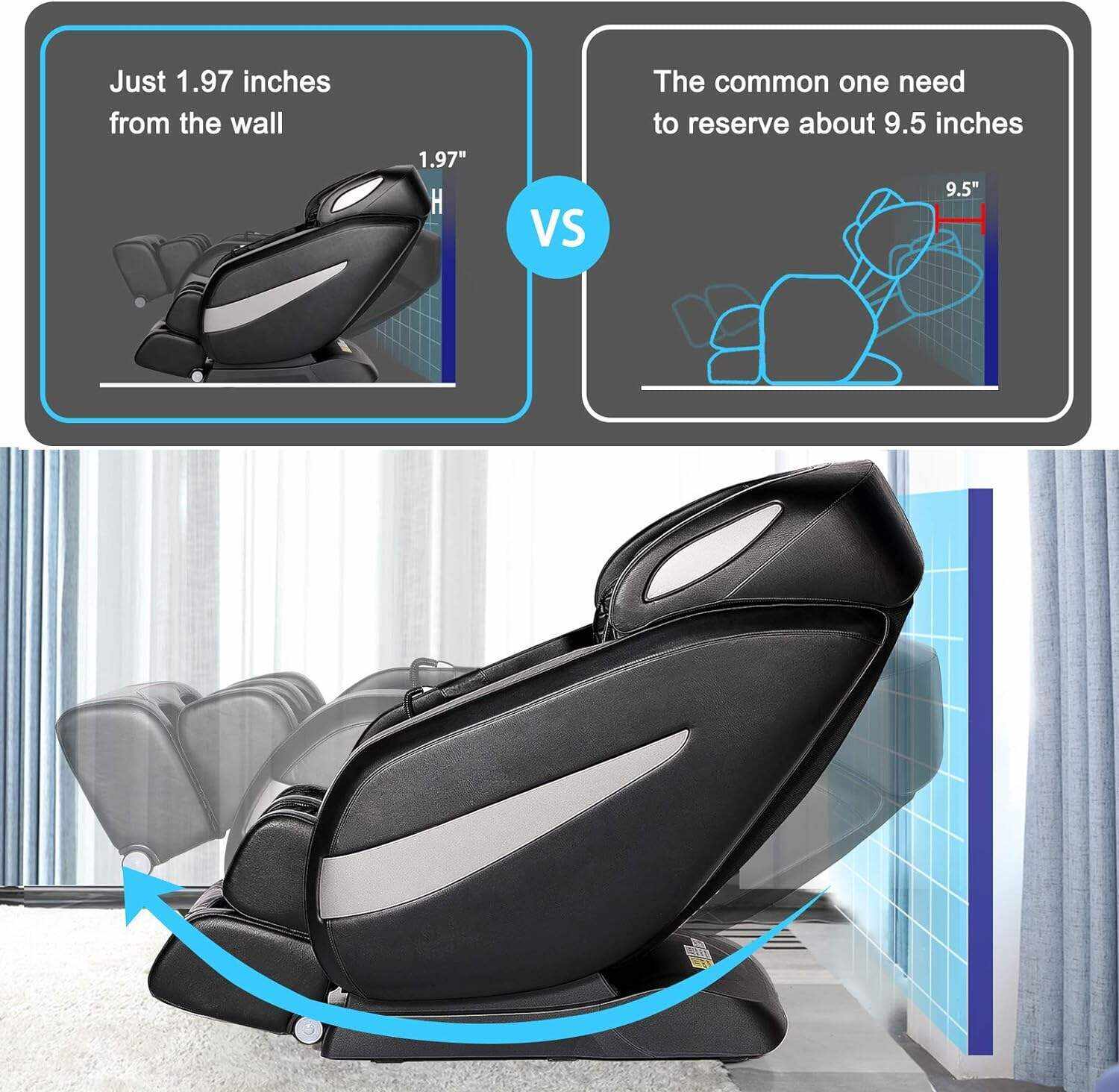 OWAYS Massage Chair,Zero Gravity SL Track Massage Chairs, Full Body Shiatsu Massage Chair Recliner with Space Saving, Auto Body Detection, Thai Stretching, Bluetooth Speaker, Heat, Foot Roller