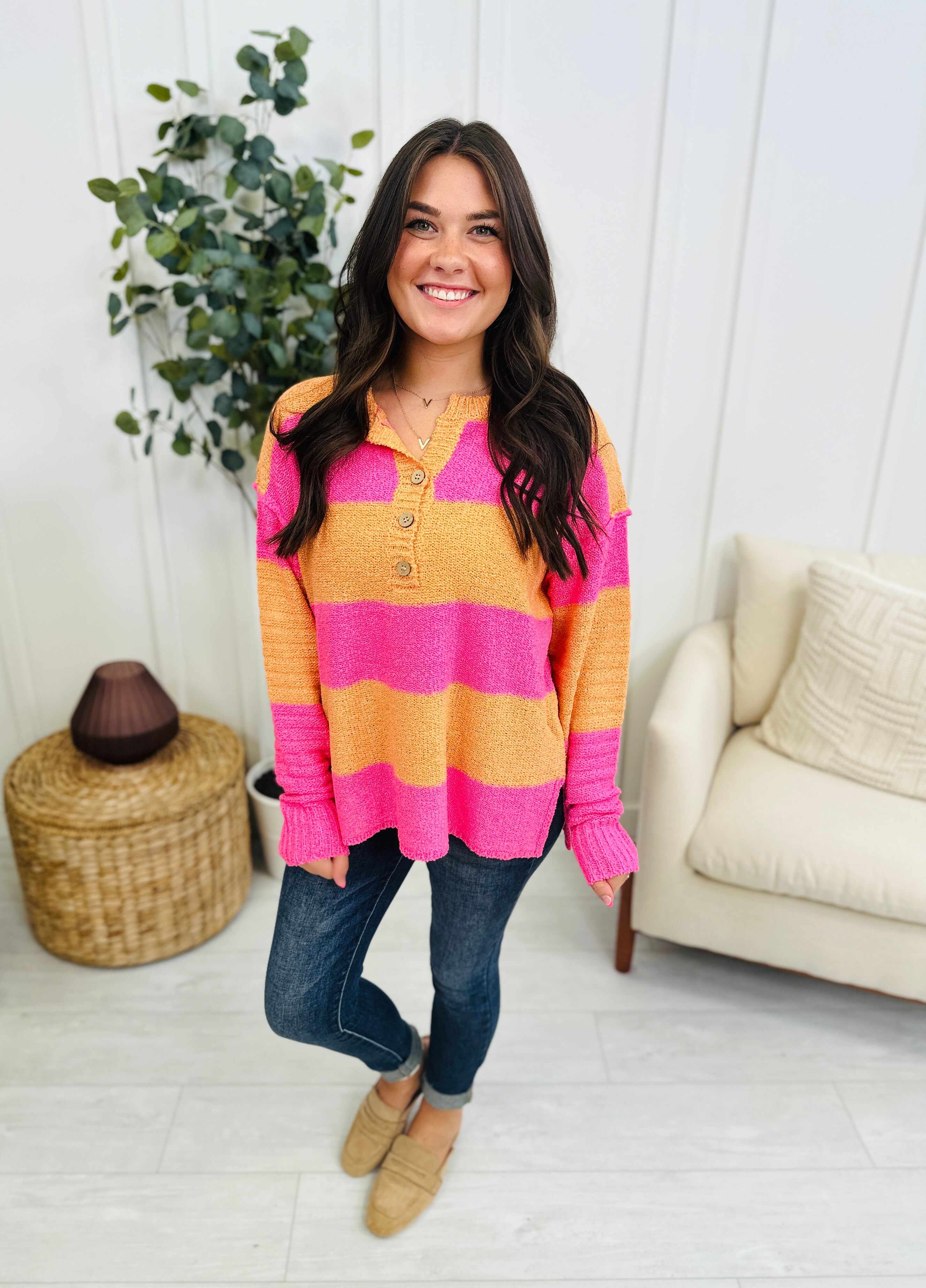 Loveline Sweater In Pink Citrus