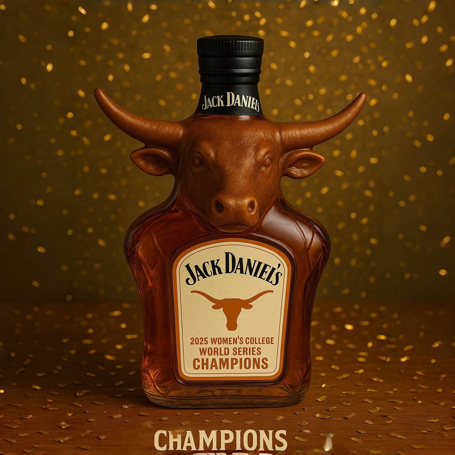 Texas Longhorns WCWS Champion Whiskey Bottle