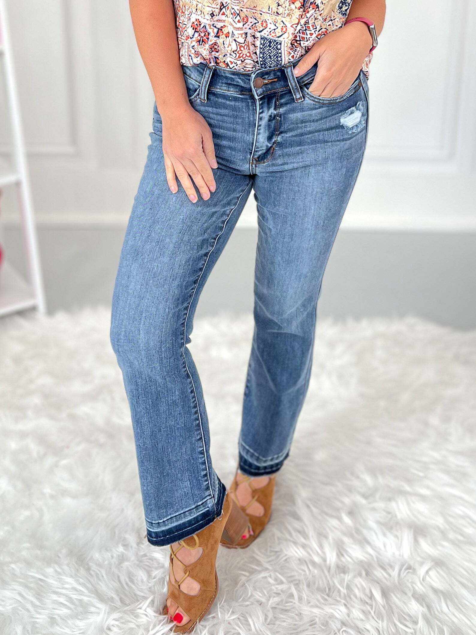 Shades Of Glory - Christmas Cropped Bootcut Jeans- Final Sale