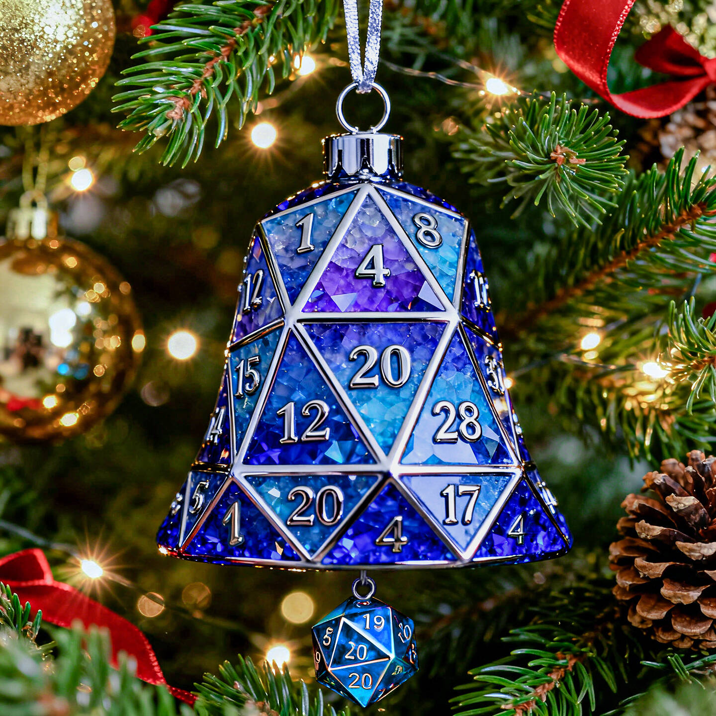 D&D Dice Bell Tree Christmas Ornament