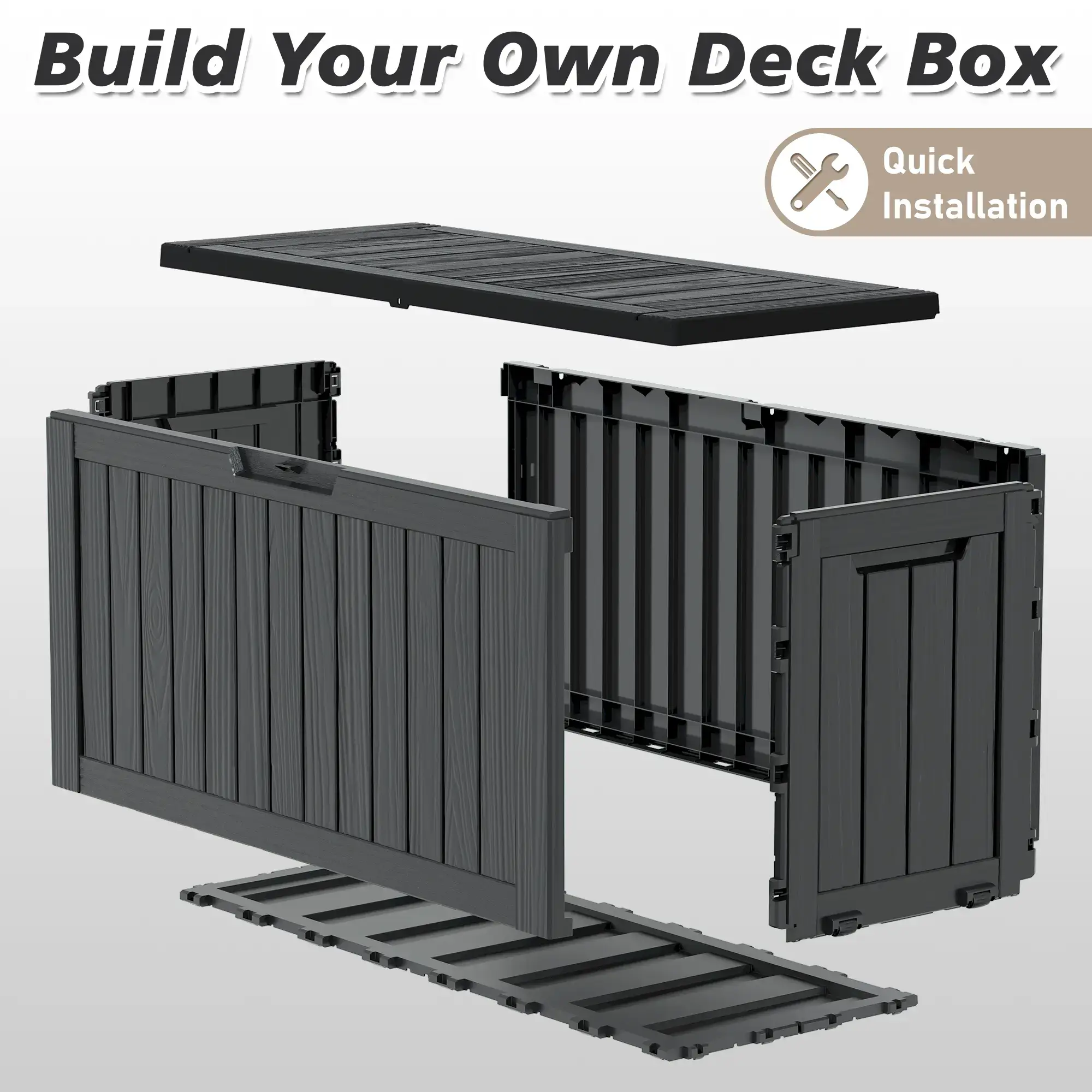 72-Gallon Storage Bin, Resin Material, Waterproof & UV-Resistant, Organizer for Garage, Warehouse, and Patio