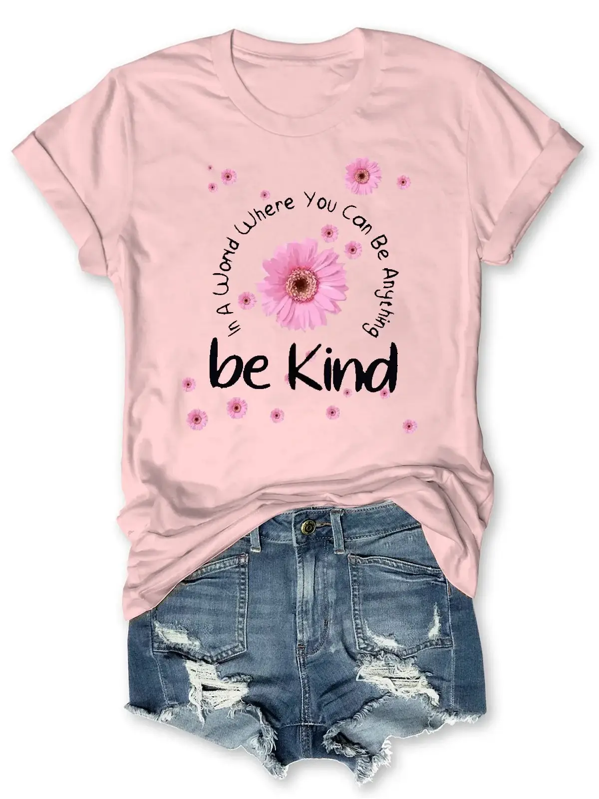 Be Kind Inspirational Letter Print Casual T-Shirt