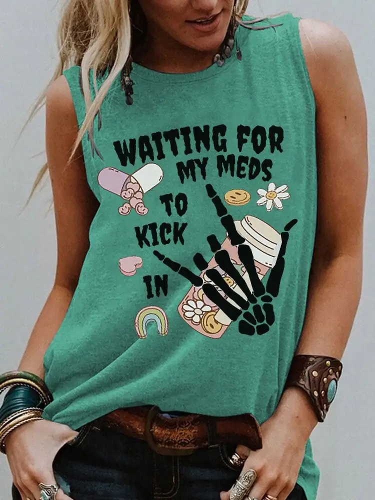 Women's Mental Health Awareness Rock Print Cotton Tank Top