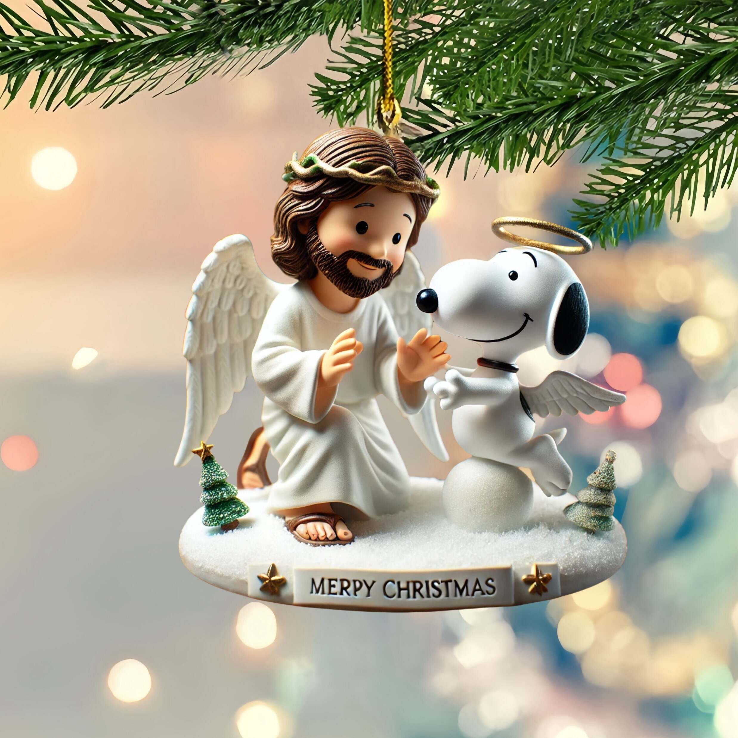 Jesus & Snooopy Christmas Friendship Ornaments