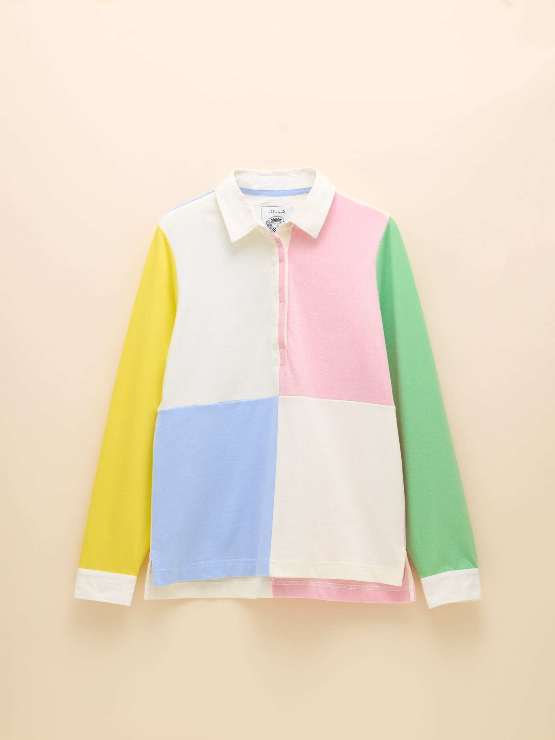 Falmouth White Pastel Hotch Potch Collared Rugby Shirt