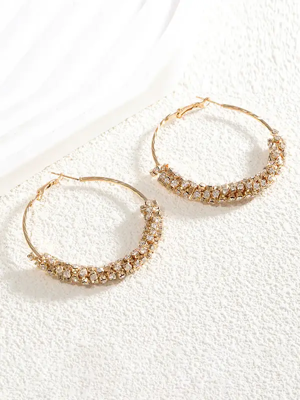 Crystal-Embellished Hoop Earrings
