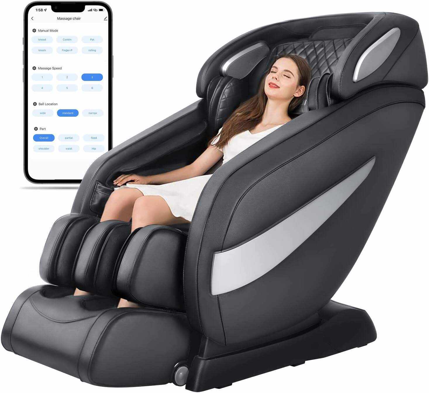 OWAYS Massage Chair,Zero Gravity SL Track Massage Chairs, Full Body Shiatsu Massage Chair Recliner with Space Saving, Auto Body Detection, Thai Stretching, Bluetooth Speaker, Heat, Foot Roller