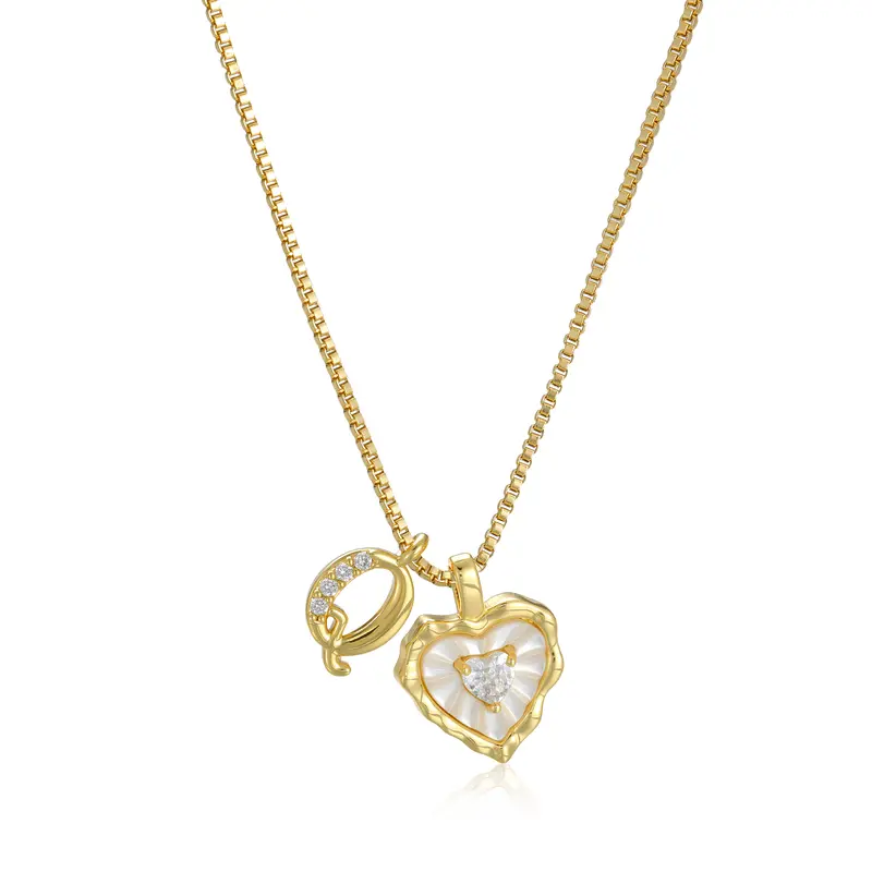🔥Last Day 69% OFF ✨Gold Shell Heart CZ A-Z Initial Necklace, Valentine's Day Jewelry Gift