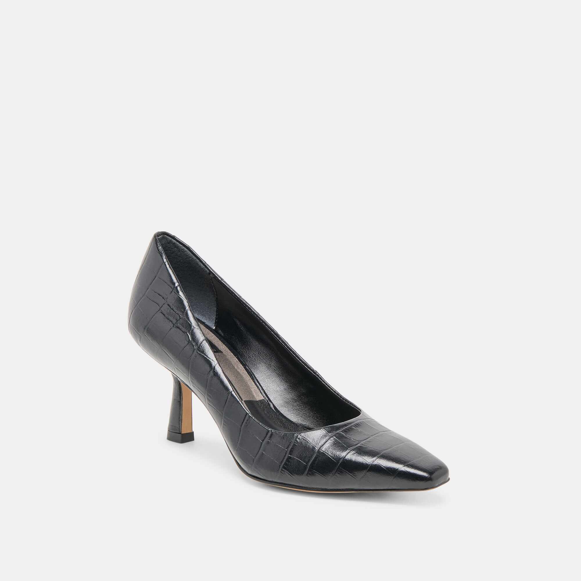 BRIONA HEELS NOIR CROCO EMBOSSED LEATHER
