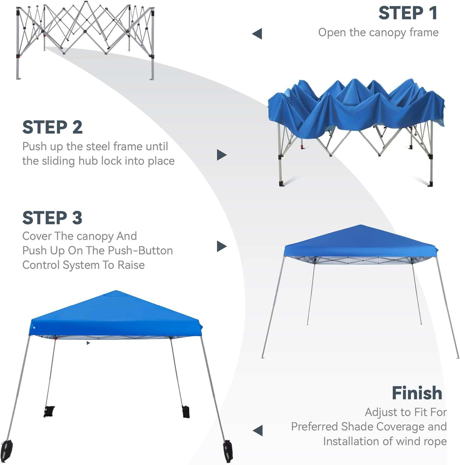 PHI VILLA Outdoor Pop up Canopy 10'x10' Tent Camping Sun Shelter-Series Party Tent, 100 Sq. Ft of Shade (Blue)