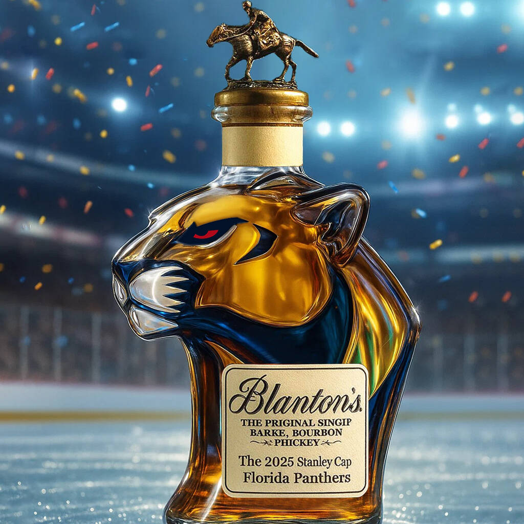 Celebrate the Florida Panthers winning the 2025 NHL Stanley Cup Championship Whisky Bottle